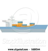 Vector Illustration of Cartoon Logistics Cargo Container Ship Concept by AtStockIllustration