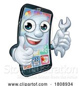 Vector Illustration of Cartoon Mobile Phone Repair Spanner Thumbs up Cartoon by AtStockIllustration