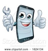 Vector Illustration of Cartoon Mobile Phone Repair Spanner Thumbs up Mascot by AtStockIllustration