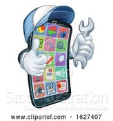 Vector Illustration of Cartoon Mobile Phone Repair Spanner Thumbs up Mascot by AtStockIllustration