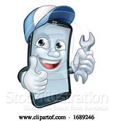 Vector Illustration of Cartoon Mobile Phone Repair Spanner Thumbs up Mascot by AtStockIllustration