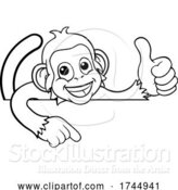 Vector Illustration of Cartoon Monkey Animal Pointing Thumbs up Sign by AtStockIllustration