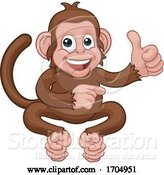 Vector Illustration of Cartoon Monkey Animal Thumbs up and Pointing by AtStockIllustration