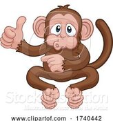 Vector Illustration of Cartoon Monkey Animal Thumbs up and Pointing by AtStockIllustration