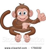 Vector Illustration of Cartoon Monkey Animal Thumbs up and Pointing by AtStockIllustration