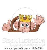 Vector Illustration of Cartoon Monkey King Crown Thumbs up Waving Sign Cartoon by AtStockIllustration