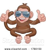 Vector Illustration of Cartoon Monkey Sunglasses Animal Giving Thumbs up by AtStockIllustration