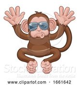 Vector Illustration of Cartoon Monkey Sunglasses Animal Mascot Waving by AtStockIllustration