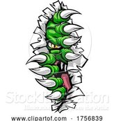 Vector Illustration of Cartoon Monster with Talon Claw Tearing a Rip Through Wall by AtStockIllustration