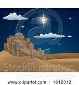 Vector Illustration of Cartoon Nativity Christmas Bethlehem Star Scene by AtStockIllustration