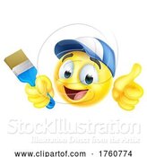 Vector Illustration of Cartoon Painter Decorator Handyman Emoticon Emoji Icon by AtStockIllustration