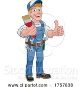 Vector Illustration of Cartoon Painter Decorator Paintbrush Handyman Guy by AtStockIllustration