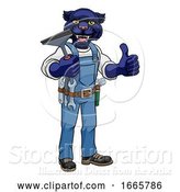 Vector Illustration of Cartoon Panther Car or Window Cleaner Holding Squeegee by AtStockIllustration