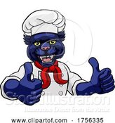 Vector Illustration of Cartoon Panther Chef Mascot Sign Character by AtStockIllustration