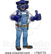 Vector Illustration of Cartoon Panther Construction Mascot Handyman by AtStockIllustration