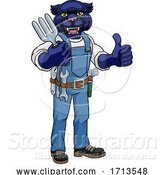 Vector Illustration of Cartoon Panther Gardener Gardening Animal Mascot by AtStockIllustration