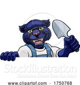 Vector Illustration of Cartoon Panther Gardener Gardening Animal Mascot by AtStockIllustration