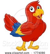 Vector Illustration of Cartoon Parrot Red Macaw Bird Wildlife Mascot by AtStockIllustration