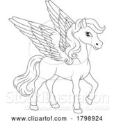 Vector Illustration of Cartoon Pegasus Wings Horse Animal Illustration by AtStockIllustration