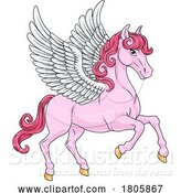 Vector Illustration of Cartoon Pegasus Wings Horse Animal Illustration by AtStockIllustration