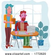 Vector Illustration of Cartoon People Working Business Illustration Office Scene by AtStockIllustration