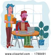 Vector Illustration of Cartoon People Working Business Illustration Office Scene by AtStockIllustration