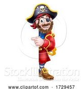 Vector Illustration of Cartoon Pirate Captain Peeking Background Sign by AtStockIllustration