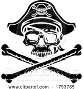 Vector Illustration of Cartoon Pirate Hat Skull and Crossbones Cartoon by AtStockIllustration