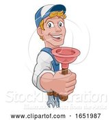 Vector Illustration of Cartoon Plumber Plumbing Drain Plunger Handyman by AtStockIllustration