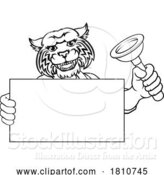 Vector Illustration of Cartoon Plumber Wildcat Plunger Plumbing Mascot by AtStockIllustration