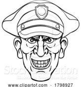 Vector Illustration of Cartoon Policeman Mean Police Officer Ponting Cartoon by AtStockIllustration