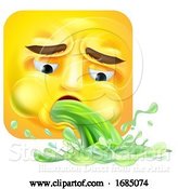 Vector Illustration of Cartoon Puking Square Emoticon by AtStockIllustration