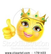 Vector Illustration of Cartoon Queen Princess Emoticon Gold Crown Face by AtStockIllustration