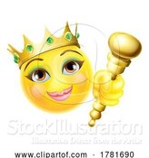 Vector Illustration of Cartoon Queen Princess Emoticon Gold Crown Face by AtStockIllustration