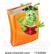 Vector Illustration of Cartoon Reading Graduate Worm Bookworm Caterpillar in Book by AtStockIllustration