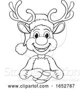 Vector Illustration of Cartoon Reindeer in Santa Hat Christmas by AtStockIllustration