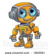 Vector Illustration of Cartoon Robot Mascot Cute Fun Alien Character Guy by AtStockIllustration