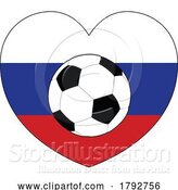 Vector Illustration of Cartoon Russia Russian Flag Soccer Football Heart by AtStockIllustration