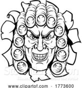 Vector Illustration of Cartoon Scary Judge Character by AtStockIllustration