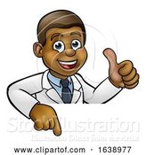 Vector Illustration of Cartoon Scientist Character Sign by AtStockIllustration