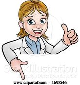 Vector Illustration of Cartoon Scientist Character Sign by AtStockIllustration