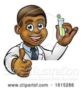 Vector Illustration of Cartoon Scientist Holding Test Tube Sign by AtStockIllustration