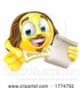 Vector Illustration of Cartoon Shakespeare Poet Emoticon Emoji Face Icon by AtStockIllustration