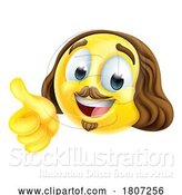 Vector Illustration of Cartoon Shakespeare Poet Emoticon Emoji Face Icon by AtStockIllustration