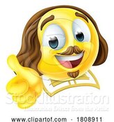 Vector Illustration of Cartoon Shakespeare Poet Emoticon Emoji Face Icon by AtStockIllustration