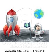 Vector Illustration of Cartoon Space Rocket Spaceship Moon and Astronaut by AtStockIllustration