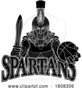Vector Illustration of Cartoon Spartan Trojan Gladiator Basketball Warrior Lady by AtStockIllustration