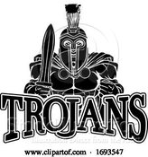 Vector Illustration of Cartoon Spartan Trojan Sports Mascot by AtStockIllustration