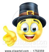 Vector Illustration of Cartoon Thanksgiving Pilgrim Emoticon Emoji Icon by AtStockIllustration