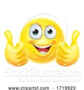 Vector Illustration of Cartoon Thumbs up Emoticon Emoji Face Icon by AtStockIllustration